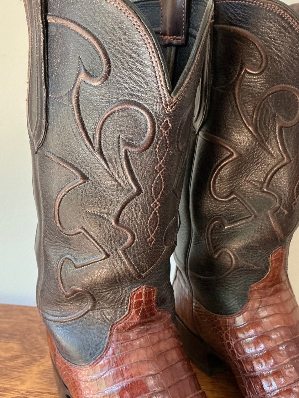 Lucchese Men’s Caiman Belly Boots Sienna Brown Sz 10D M1635 - Picture 2 of 13